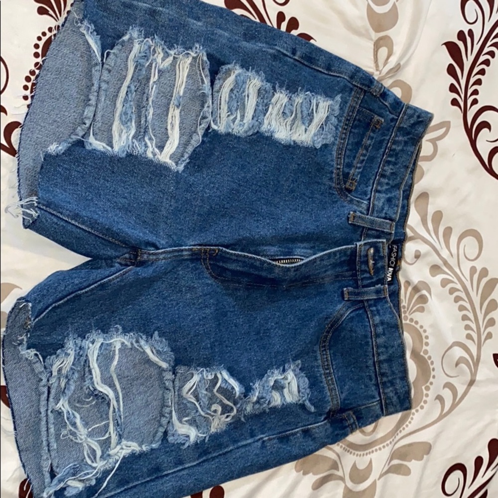 Ripped jean shorts